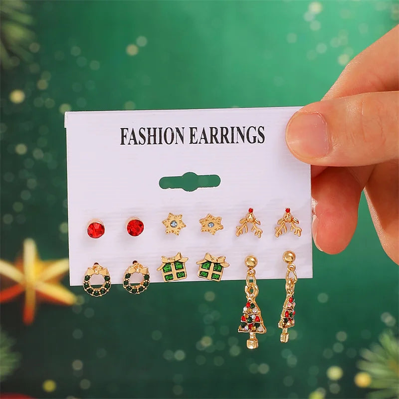 Lovely Trendy Christmas Series Earrings for Women Xmas Santa Claus Elk Snowflake Bowknot New Year Festival Party Jewelry Gifts