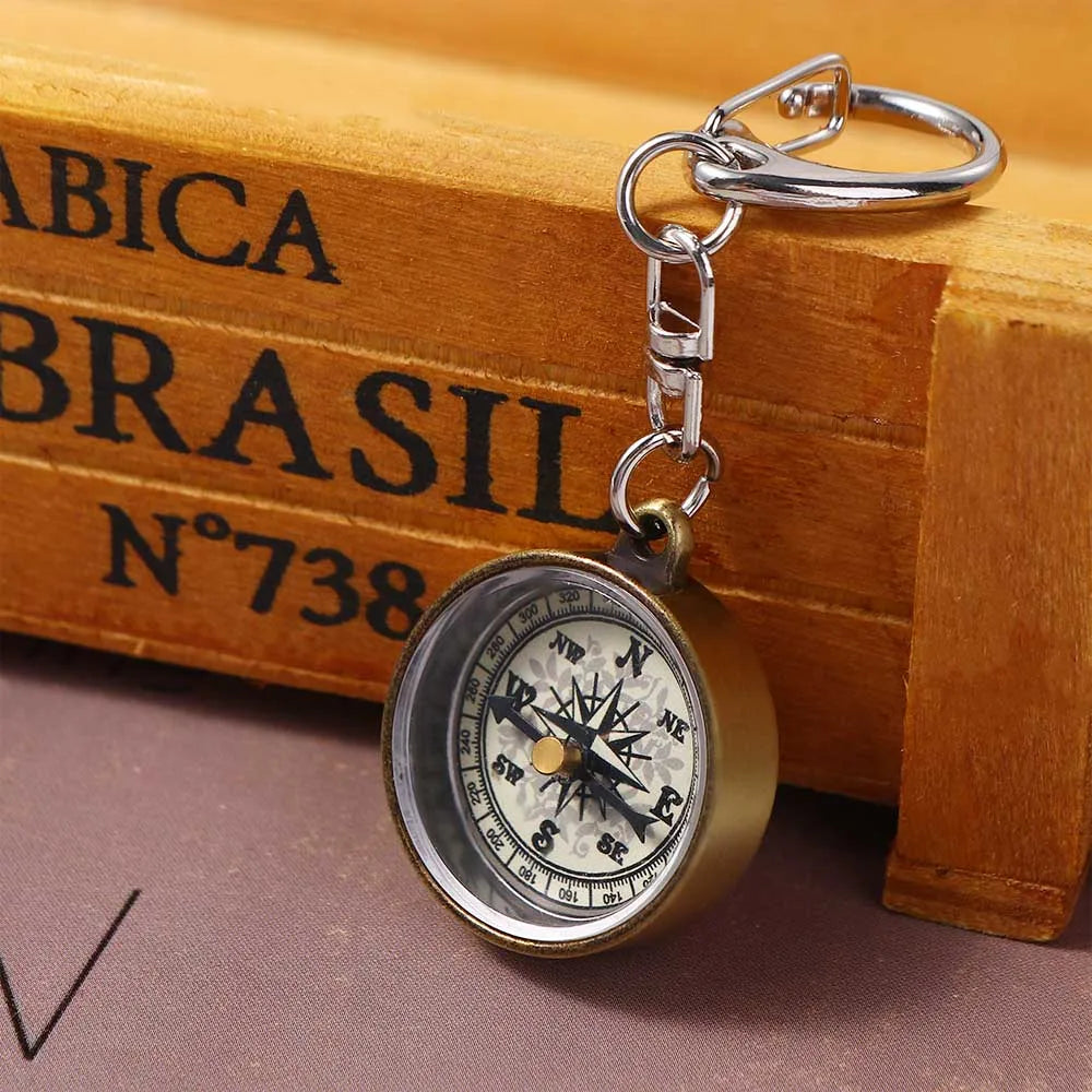 Mini Compass Vintage Pocket Compass With Key Ring / Keychain - Madeinsea©