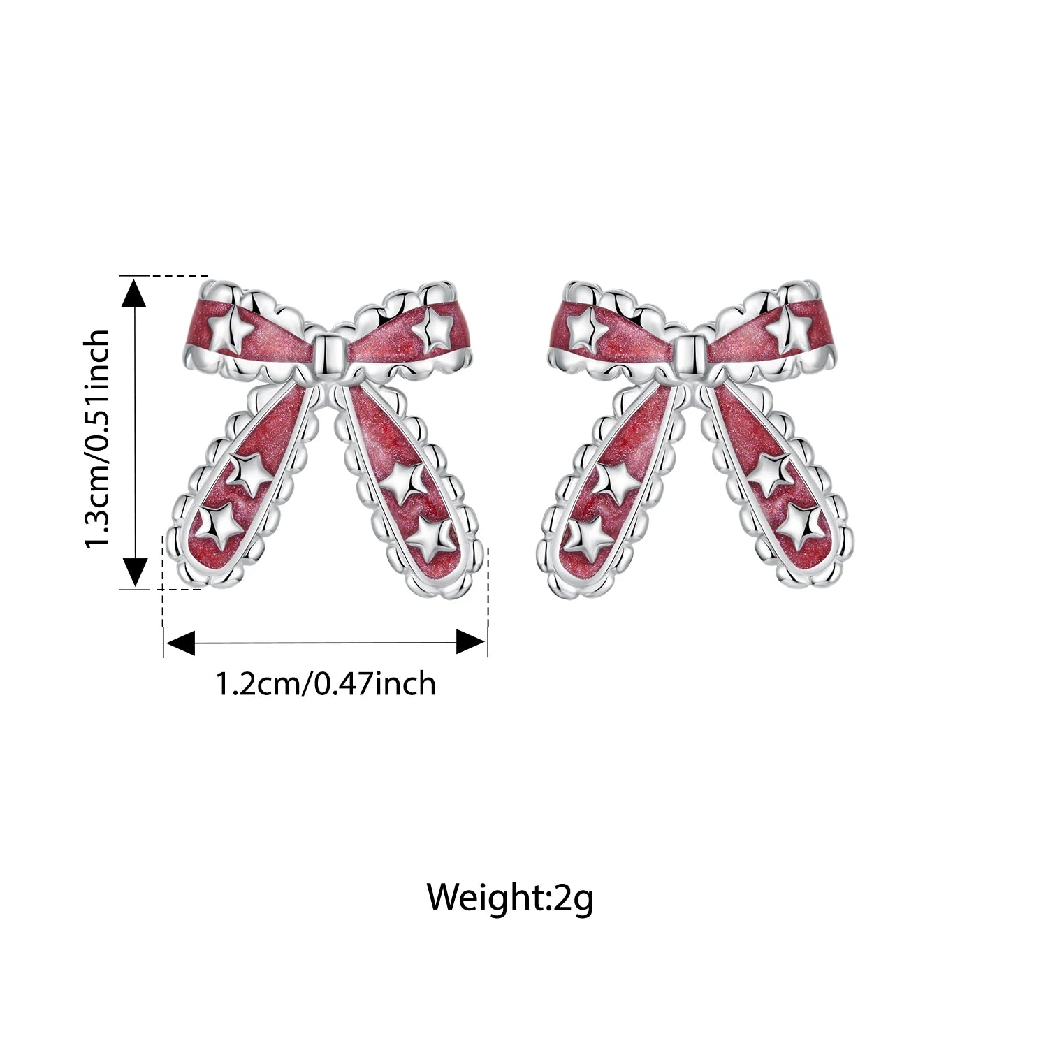 BAMOER 925 Sterling Silver Christmas Bow Stud Earrings, Enamel Stars Piercing Earrings Sweet Jewelry for Women Teen Xmas Gift