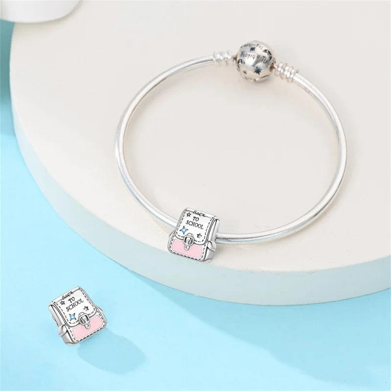 Original 925 Sterling Silver Charms Beads Graduation Season College Entrance Bachelor's Cap Pendant for Bracelet Charm Jewelry