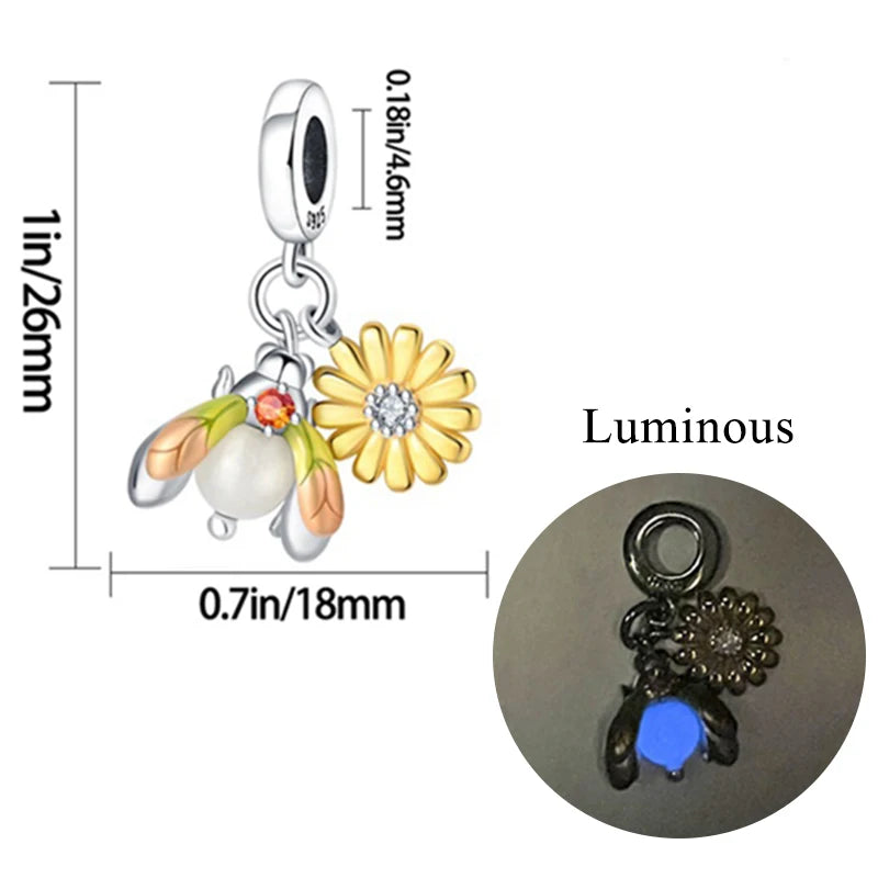 2024 neue 925 Sterling Silber Charms Glühwürmchen Sterne Glühende Leuchtende Charme Perlen für Original Anhänger Armbänder DIY Schmuck Geschenk