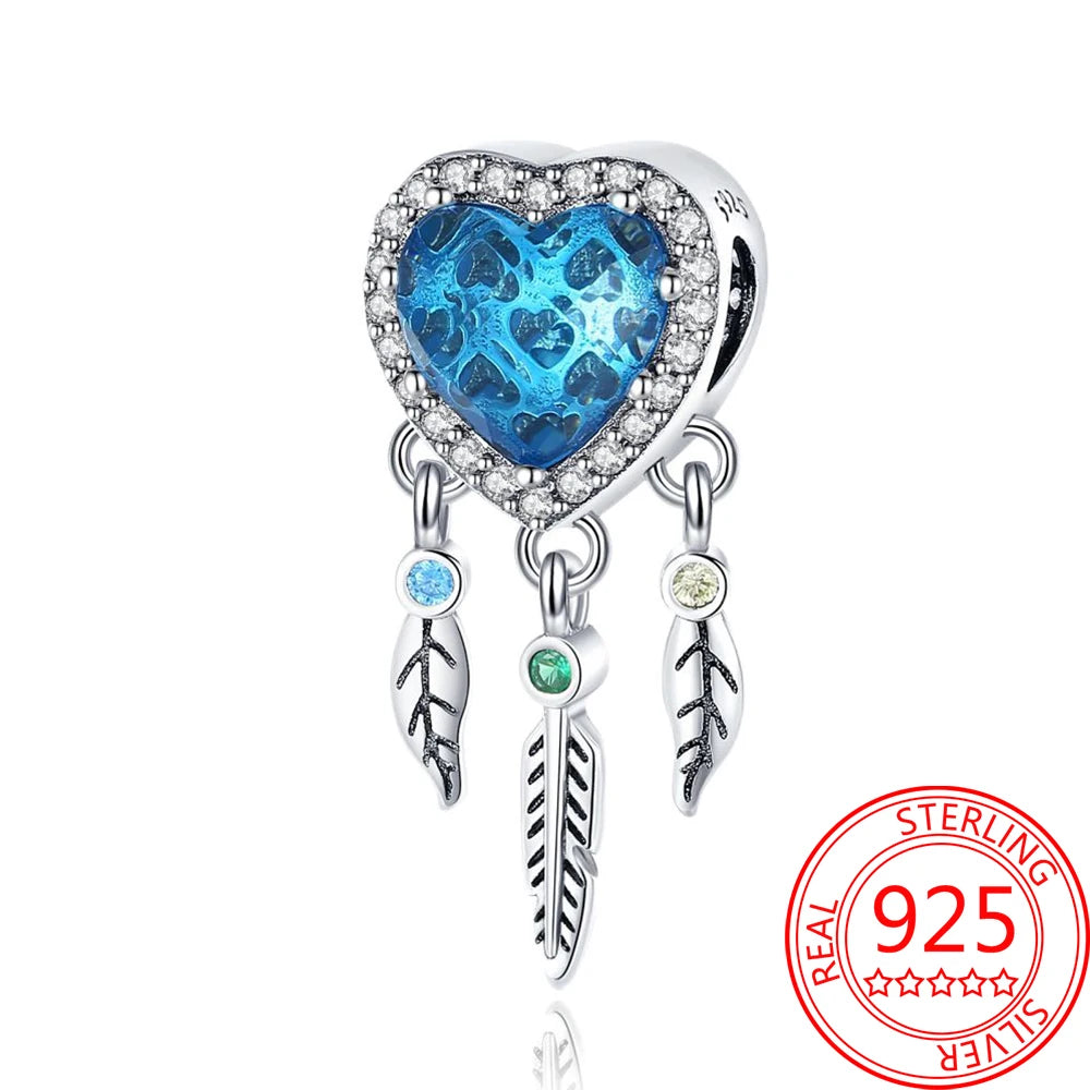 925 Sterling Silver Sparkling Pink Heart Charm Pendant Beads Fit Original Bracelet for Women Valentine Day Jewelry Gifts