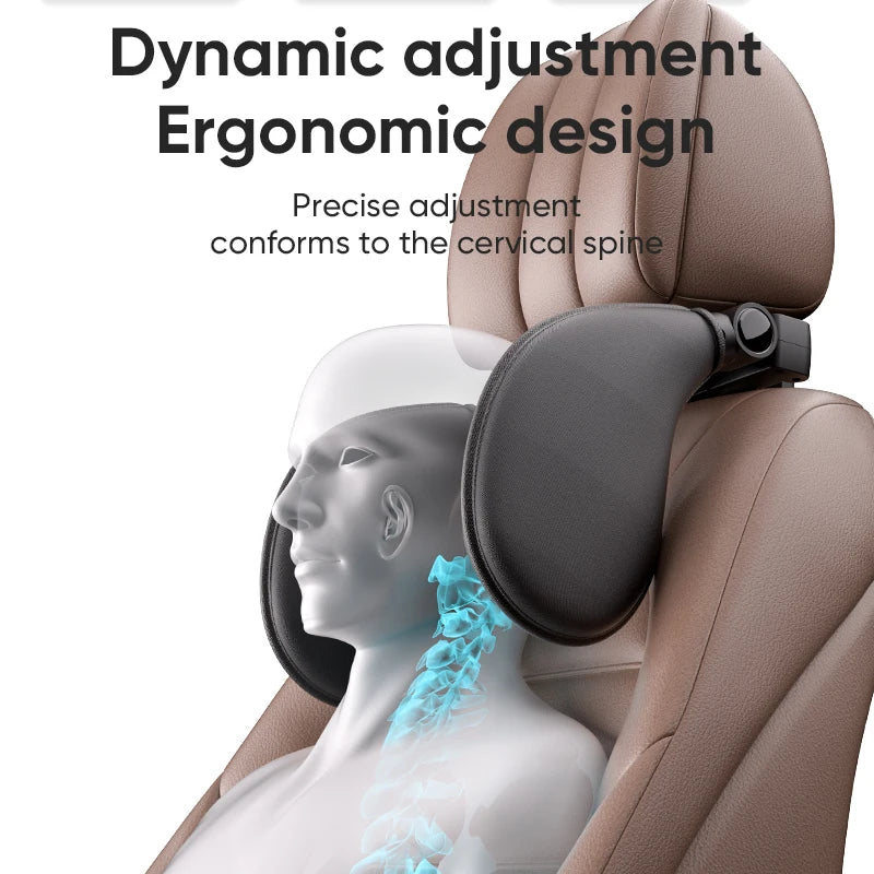 Ergonomic 360° Adjustable Auto Cervical Pillow with Memory Foam & Side Pads One-Click Sleep Headrest for Car Travel BMW Benz - Madeinsea©