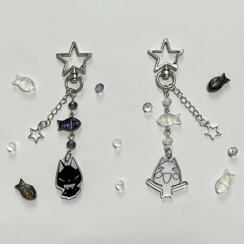 Handmade Toro Kuro matching keychain for sparkling fish and cute cats