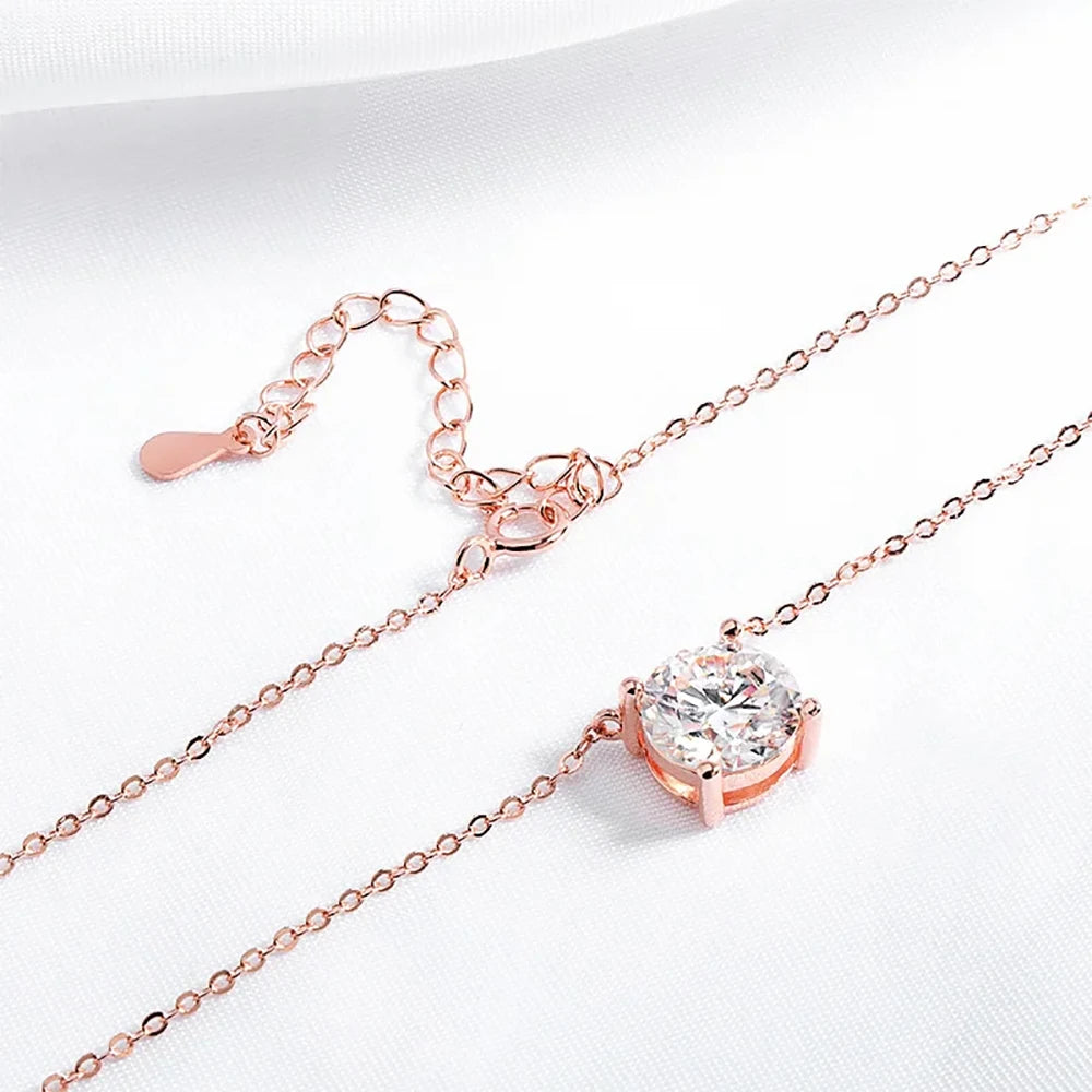 Serenity 1-5ct Yellow Gold Color Moissanite Necklace for Women Gift 925 Sterling Silver Sparkling Lab Diamond Pendant Neck Chain