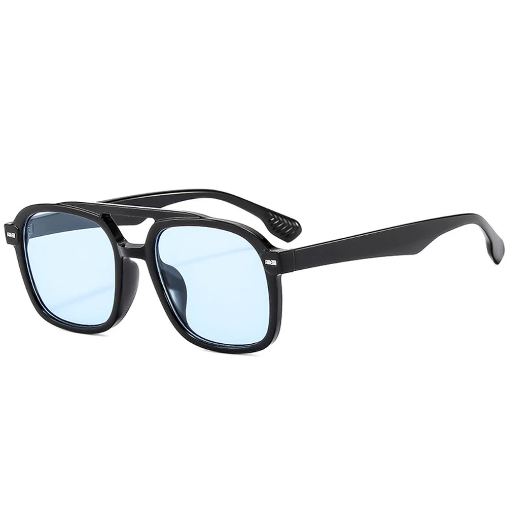 Lunettes de soleil de marque de luxe rétro carrées à double pont pour femmes, mode pilote rivets hommes été extérieur voyage nuances UV400