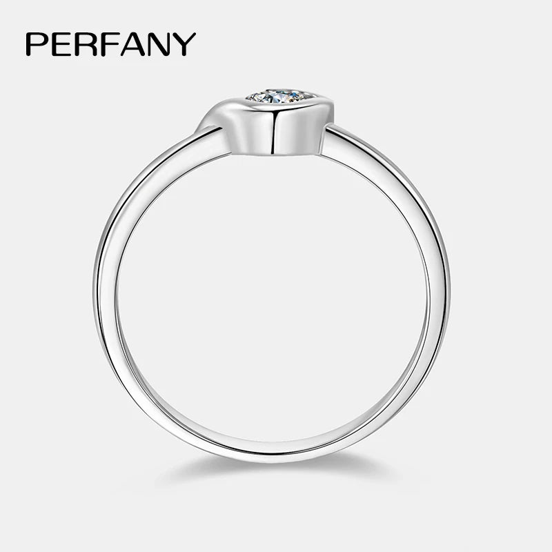 PERFANY 0.3CT Heart Cut Moissanite Ring for Women S925 Pure Silver Plated 18K Rose Gold laboratory diamond wedding jewelry