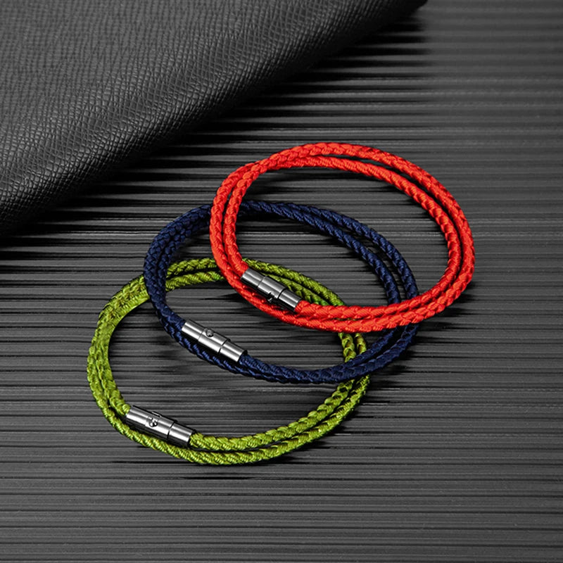 MKENDN Minimalist 3mm Keel Rope Bracelet for Men & Women Stainless Steel Magnetic Buckle Couple Jewelry Trendy Sporty Lucky Gift