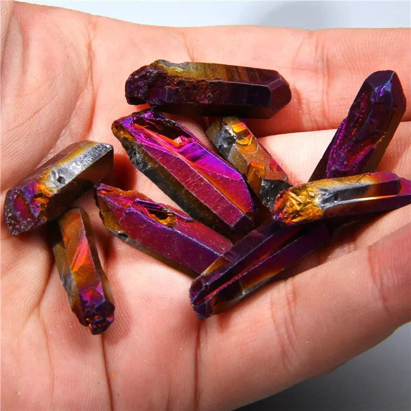 Natural Quartz Stick Beads Top Drilled Rainbow Crystal Loose  Point Beads For Jewelry DIY Healing Hairpin Wedding Halloween Gift