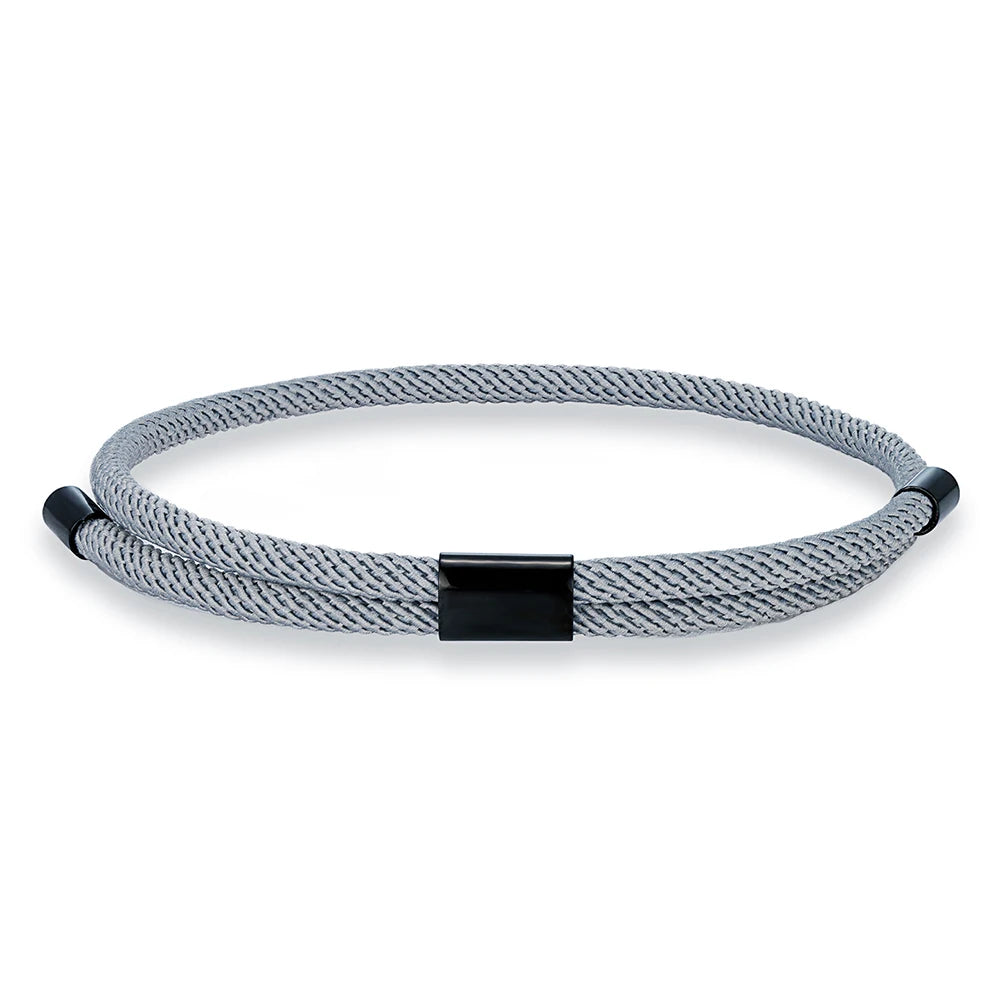 MKENDN Modisches schwarzes Nylonarmband für Damen und Herren aus strapazierfähigem Marine-Nylon mit poliertem schwarzem Edelstahlverschluss – schlichtes Schmuckstück