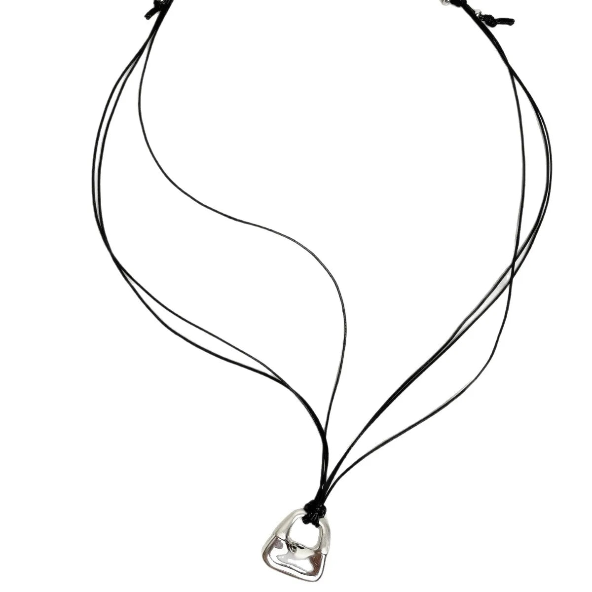Silver Color Bag Pendant Long Necklace Black Rope Sweater Chain
