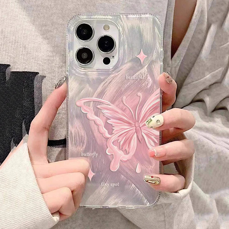 A55 Case Green Gradient Butterfly Phone Case for Samsung S25 S24 Ultra Galaxy A15 A35 A54 A53 A52 A34 A16 S22 S21 S23 FE Cover