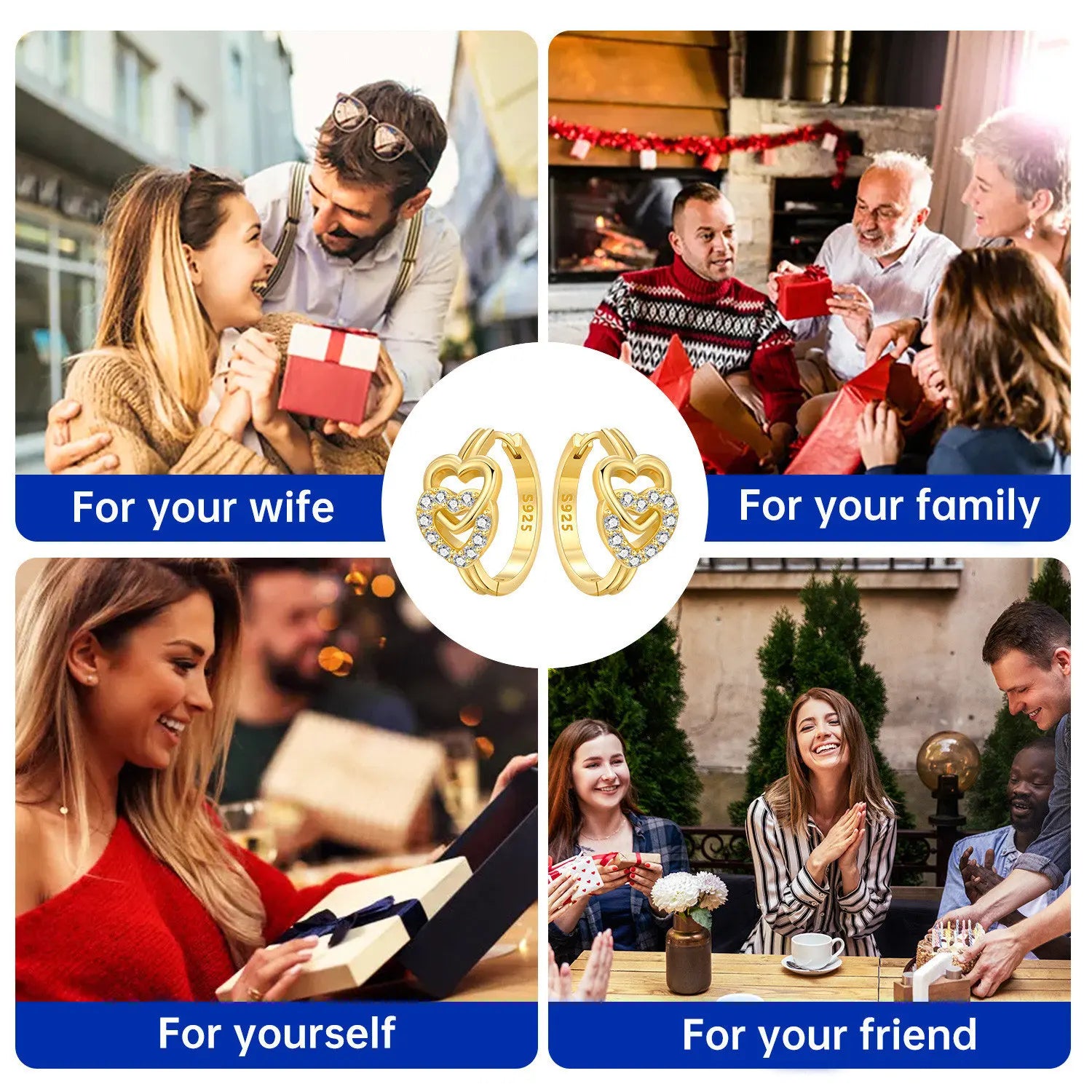 PANPOKI Original 925 Sterling Silver Golden Infinite Love Earrings Women Hoop Earring Anniversary Jewelry Trendy Gifts