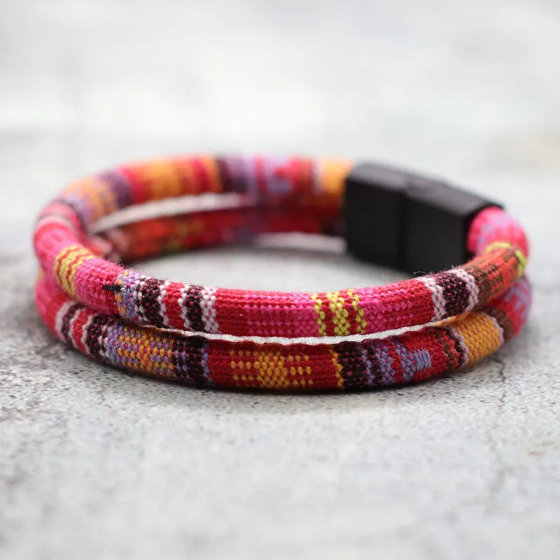 Noter Bohemian Rope Man Bracelet  6mm Double Layer Macrame Braclet Beach Bijoux Homme Turkey Survival Braslet Pulseira Masculina
