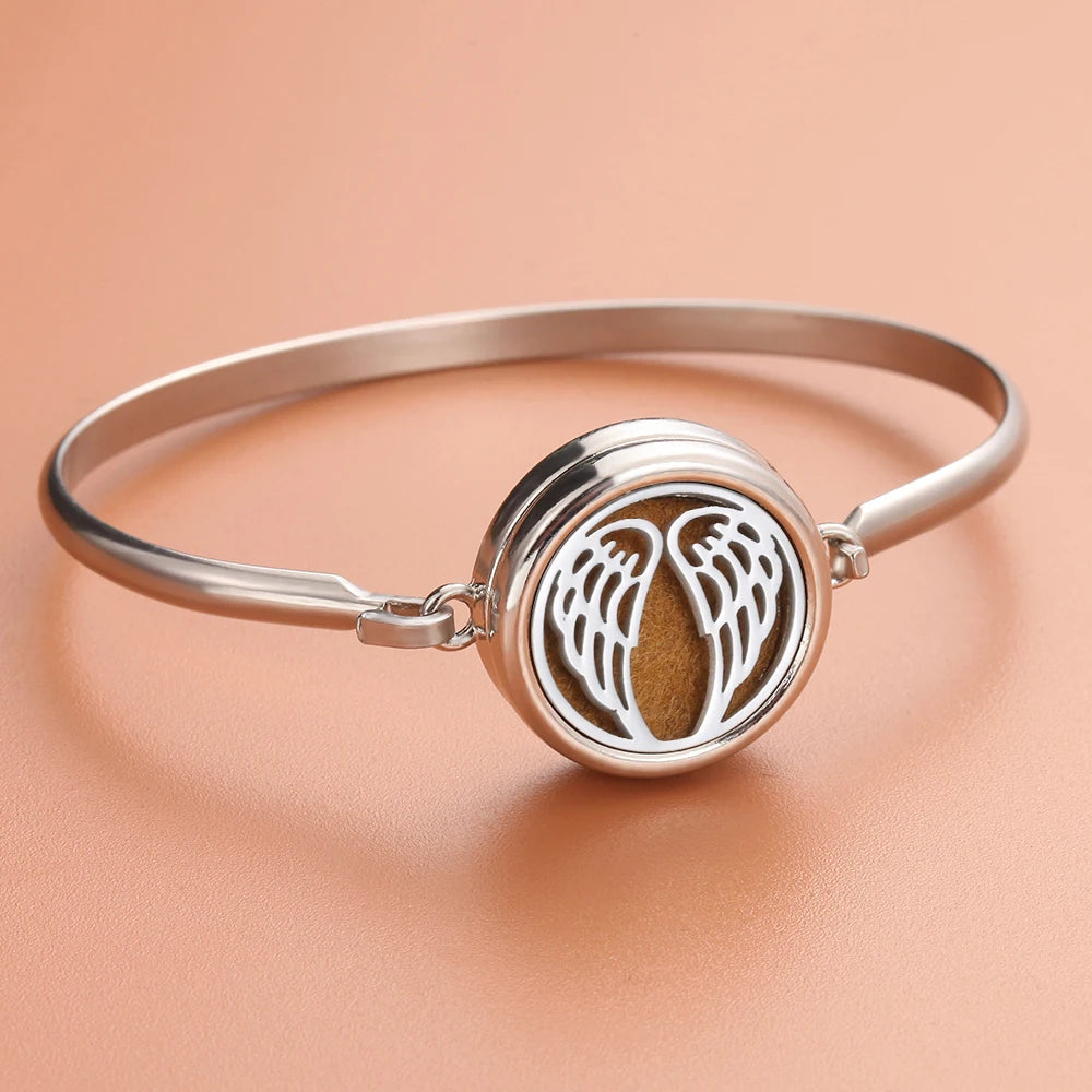 Aromatherapie-Armbänder mit Baum-Diffusor, Manschettenarmband, Parfüm-Armband mit ätherischen Ölen, offenes Medaillon-Armband, Aromaschmuck