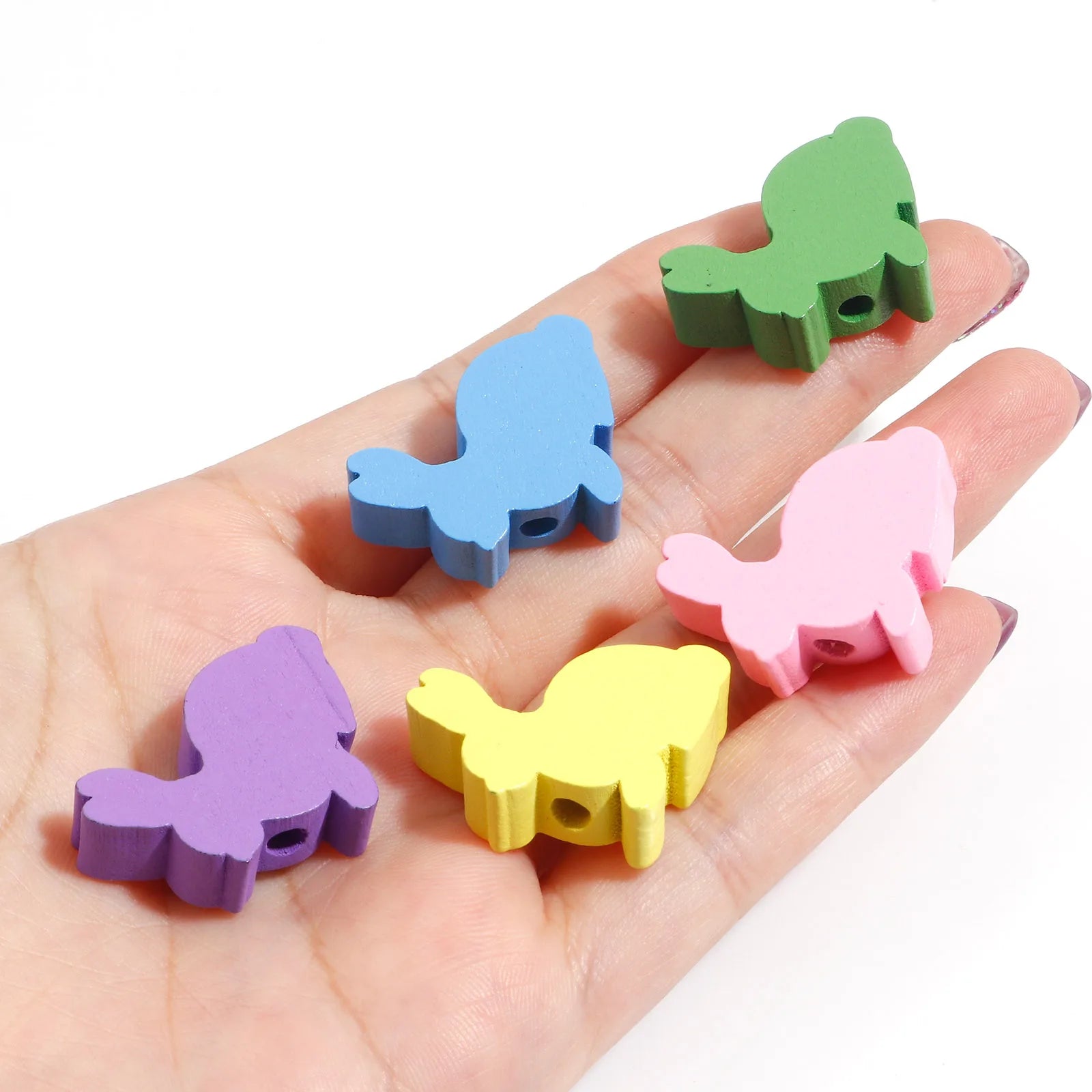 Hinoki Wood Easter Day Spacer Beads Rabbit Animal Multicolor DIY Making Bracelets Women Party Jewelry About 24mm x 24mm,10PCs