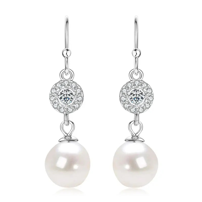 OXTAO Baroque Freshwater Pearl 9-10mm Stud Earring for Ladies Real 925 Silver Hook Piercing Earrings Jewelry Korean Wholesale