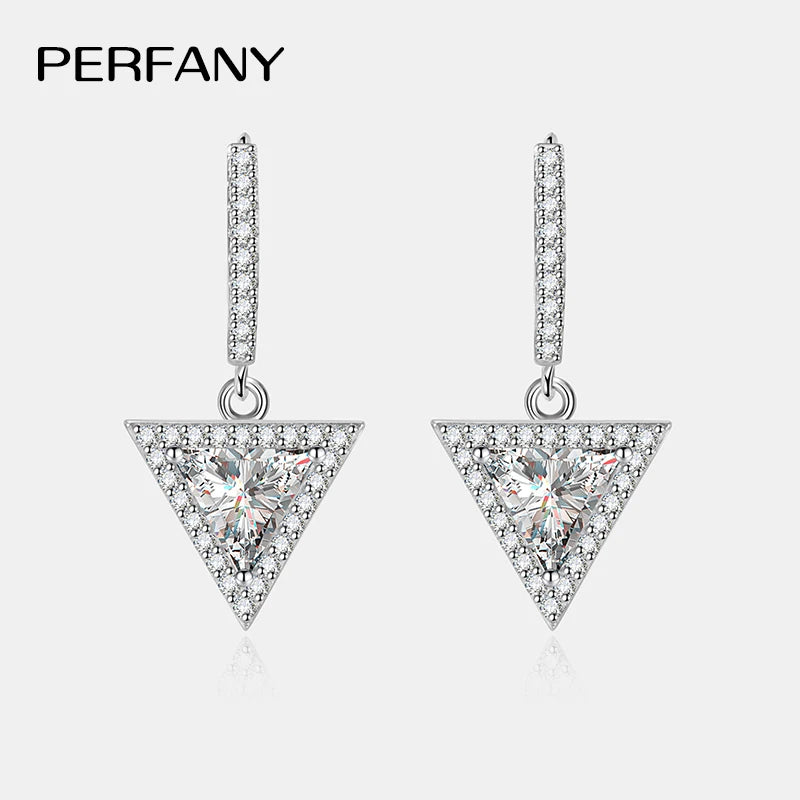 PERFANY 0.5/1CT Triangular Moissanite Drop Earring Women S925 Pure Silver Laboratory Cultivate Diamond Luxury Wedding Jewelry - Madeinsea©