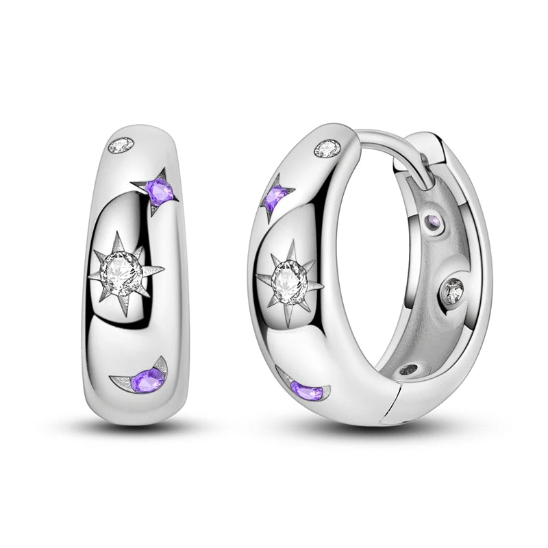 2024 neue 925 Sterling Silber Hoop Ohrringe Blumen Zirkon Ohrringe Stud Für Frau Feine Geburtstag Hochzeit Partei Schmuck Geschenke