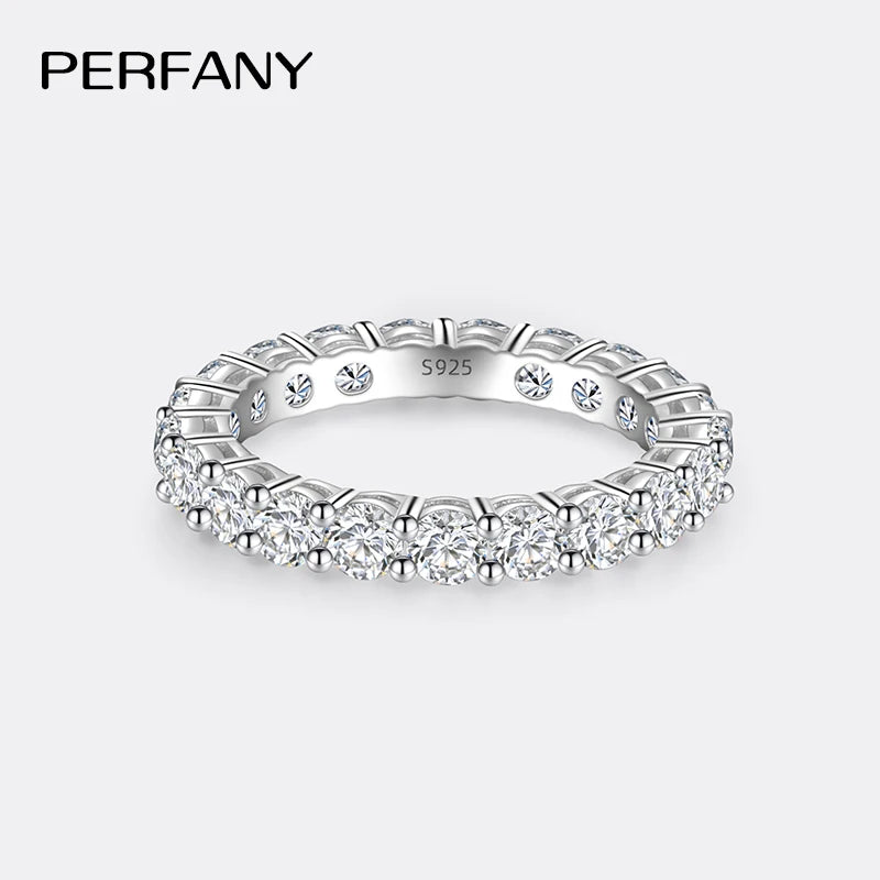 PERFANY 3mm Full Moissanite Ring for Women S925 Pure Silver Eternal Diamond Stackable Engagement Ring Fashion Luxury Jewelry - Madeinsea©