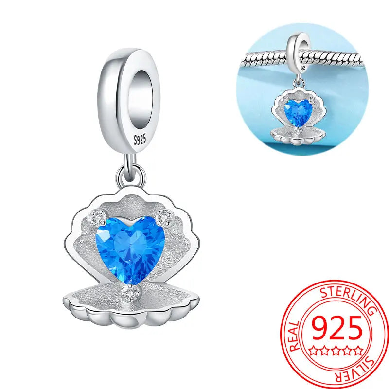 925 Sterling Silver Sparkling Pink Heart Charm Pendant Beads Fit Original Bracelet for Women Valentine Day Jewelry Gifts