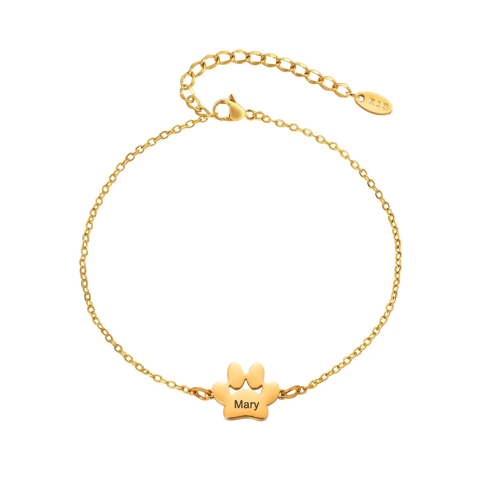 Vnox Cat Paw Women's Bracelet Cute Pet Accessories Engraving Name Bracelet Stainless Steel Custom Jewelry Same Suitable Animal