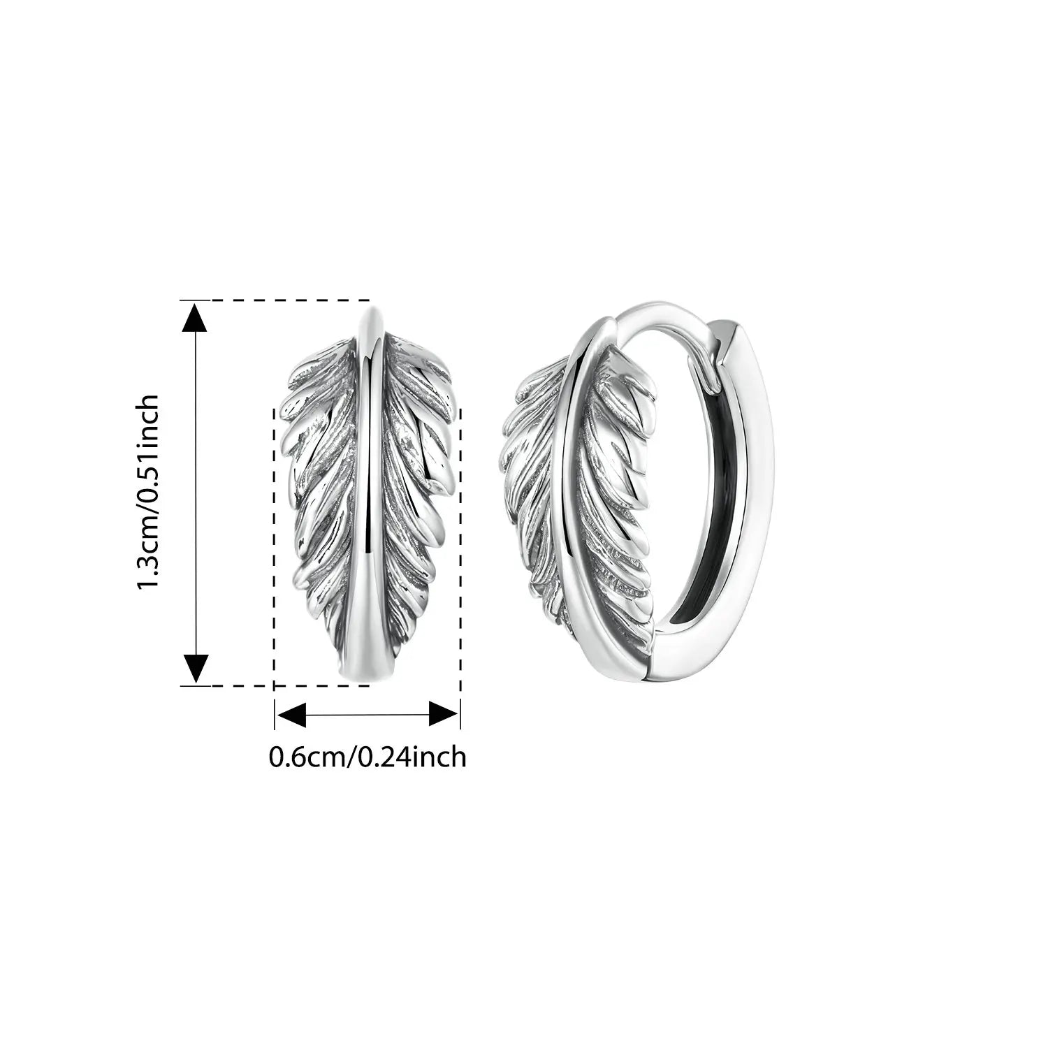BISAER Real 925 Sterling Silver Retro Leaves Hoop Earrings Classic Hypoallergenic Earrings for Women & Girls Party Fine Jewelry