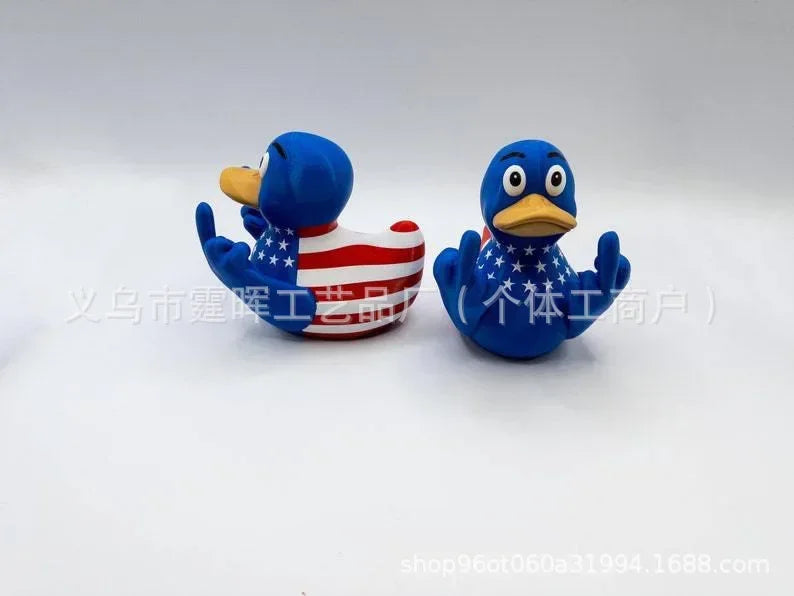 Duck For Jeep Car Truck Dashboard Interior Middle Finger Duck Rubber Ducks Finger Bidem With Us Flag Pattern Small Yellow