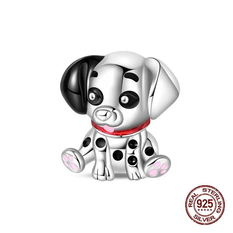 Bracelet à breloques mignonnes en argent sterling 925, taille originale, avec des motifs de monstres, robots, chiens et pandas chinois. Perles et breloques pour femmes, à créer soi-même ou pour des fêtes. Bijoux de fête.