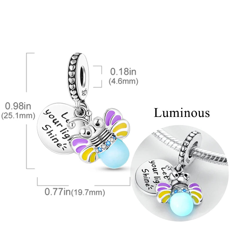 2024 neue 925 Sterling Silber Charms Glühwürmchen Sterne Glühende Leuchtende Charme Perlen für Original Anhänger Armbänder DIY Schmuck Geschenk