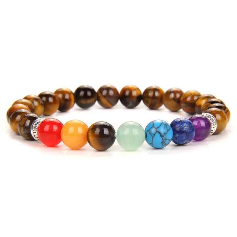 MKENDN 7-Chakra-Armbänder, buddhistisches Lotus-Amulett-Armband, Herren-Armband mit natürlichen Reiki-Steinen und Amethysten, Damen-Yoga-Schmuck