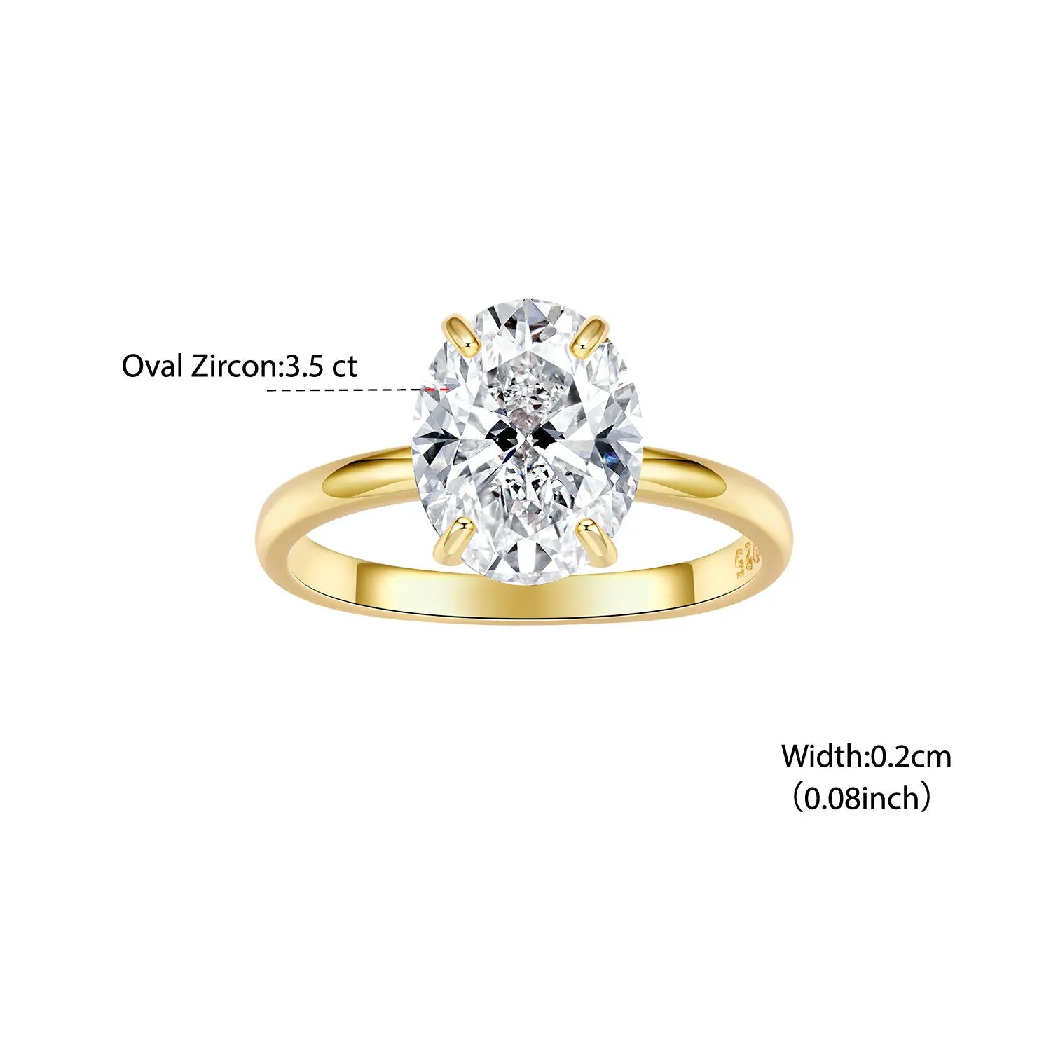 BISAER 925 Sterling Silver 3.5 Carat Oval Cut Engagement Ring Promise Band Plated White Gold for Women Wedding Fine Jewelry Gift