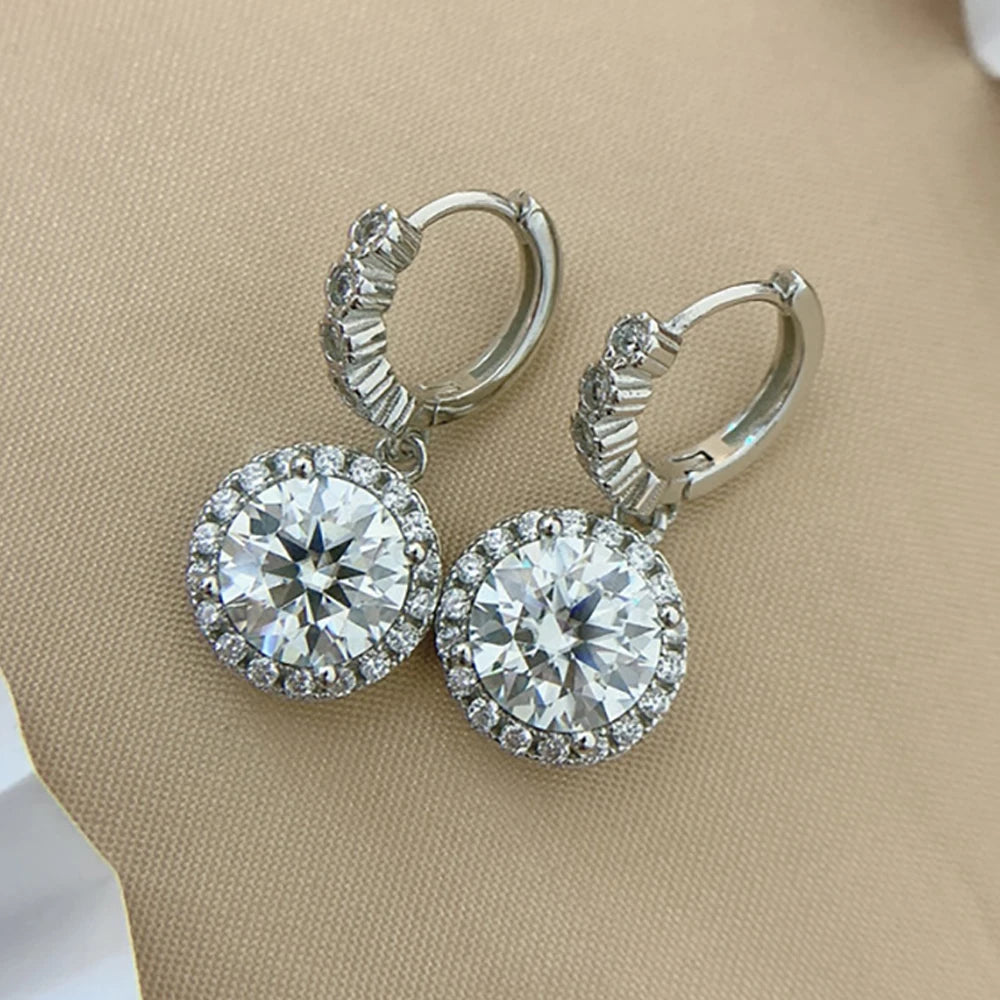 Serenity 1ct 2ct 3ct Moissanite Earrings For Women Wedding Gift S925 Sterling Silver Round Bag Drop Earrings Jewelry Plated 18K