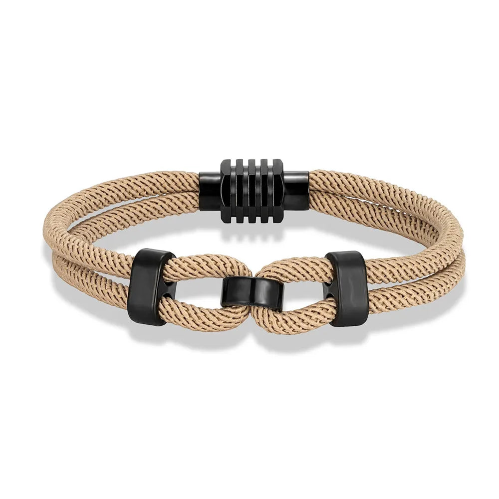 MKENDN 4mm Braided Rope Bracelet for Men Nautical Wrap Magnetic Button Bangle Bicycle Accessories Fashion Pulseria Homme