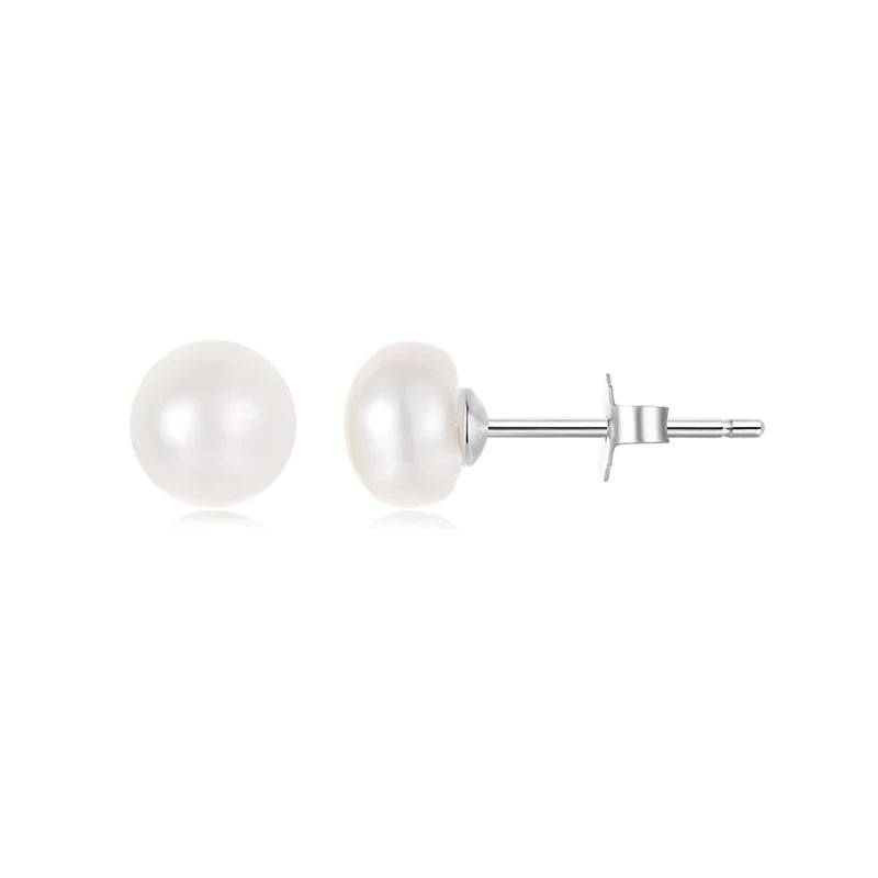 BAMOER 925 Sterling Silver AAA+ Quality Handpicked Freshwater Cultured Pearl Stud Earrings for Women Hypoallergenic Jewelry Gift