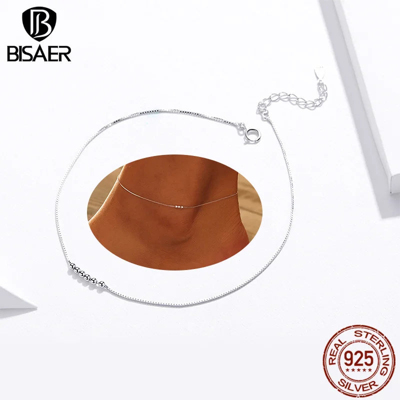 BISAER 925 Sterling Silver Infinity Love Anklet Chain Hypoallergenic Waterproof Anklets For Women Fine Jewelry Vacation Gifts