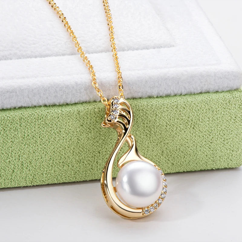 OXTAO 14K Gold Filled 9.5-10mm Natural Freshwater Pearl Necklace Luxury Fashion Jewelry Elegant Female Daily Wear Necklace
