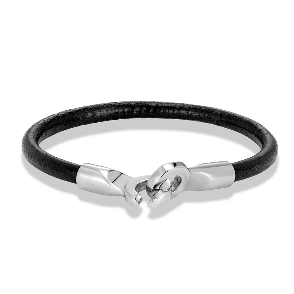 High Quality Stainless Steel Handcuff Bracelet For Women Men Primary Color Cowhide Bracelet Menottes Bijoux Couple Bracelet