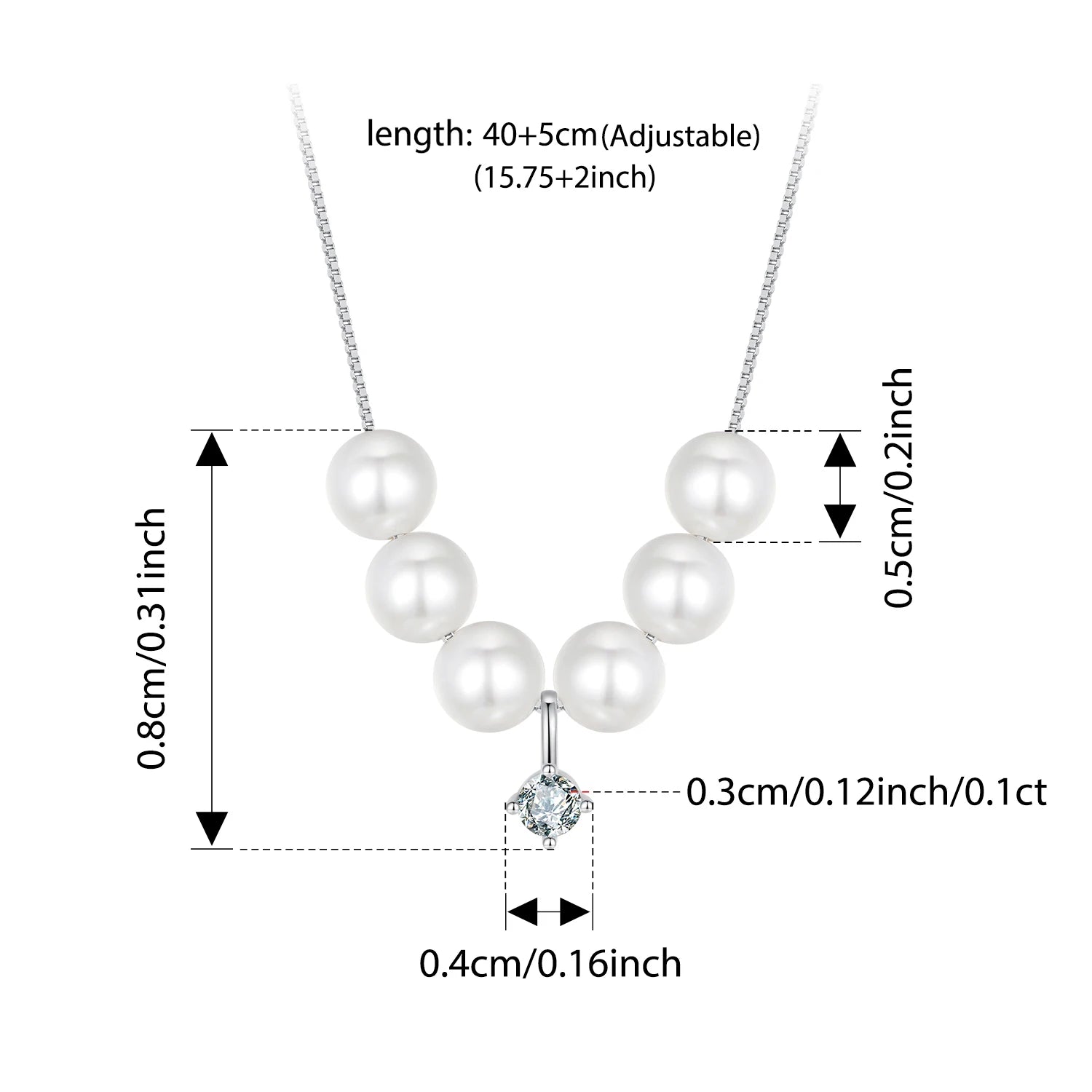 Collier BISAER Dancing Pearl Moissanite taillé en diamant de laboratoire plaqué argent sterling 925 chaîne en or blanc bijoux fins de mariage