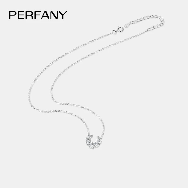 PERFANY 0.66CT Full Moissanite Necklace for Women S925 Pure Silver Moon Design Laboratory Diamond Pendant Fashion Luxury Jewelry - Madeinsea©