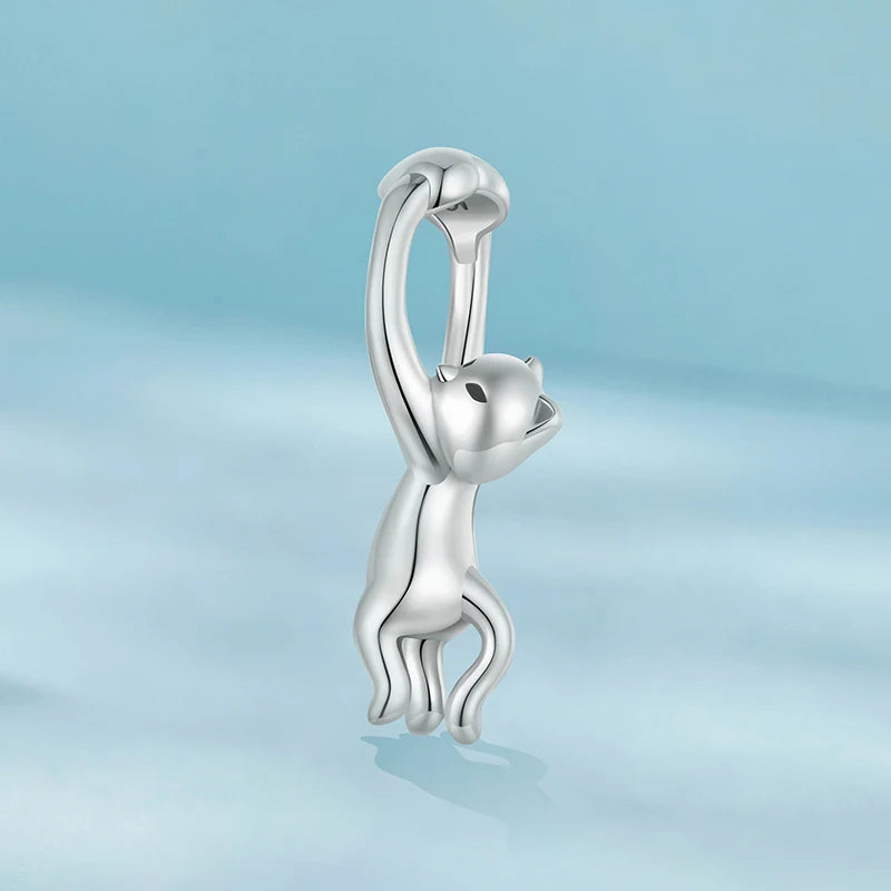 WOSTU 925 Sterling Silver lovely cat charms Horseshoe Celtic Knot Pendant Rose Heart Beads Fit DIY Bracelet Neck Valentine Gift