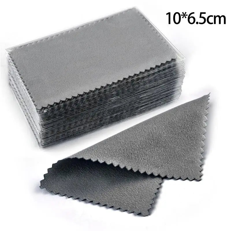 10*6.5cm/8*8cm 50pcs Silver Clean Polishing Cloth Soft Clean Wipe Wiping Cloth For Necklaces Rings Jewelry Clean Tool