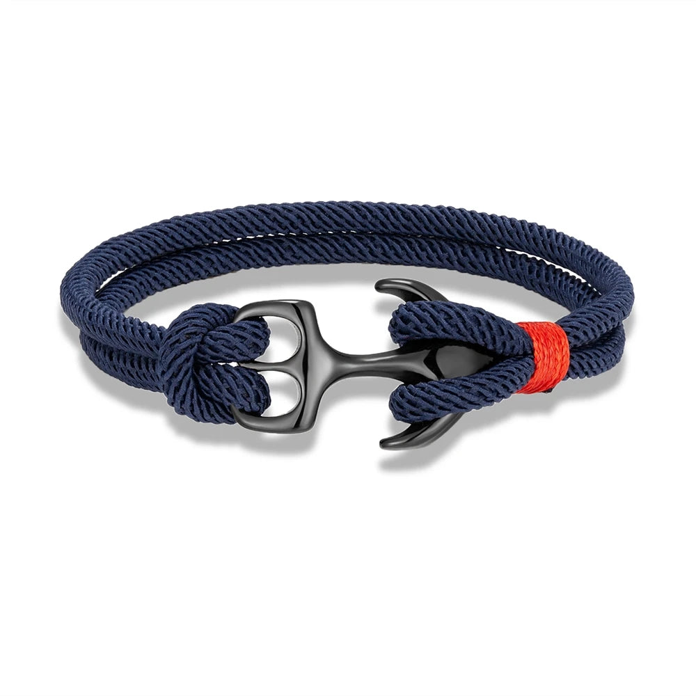 MKENDN Stainless Steel Sparta Anchor Bracelets Men Women Charm Double Strand Nautical Sailor Rope Wristband Wrap Bracelet Gifts