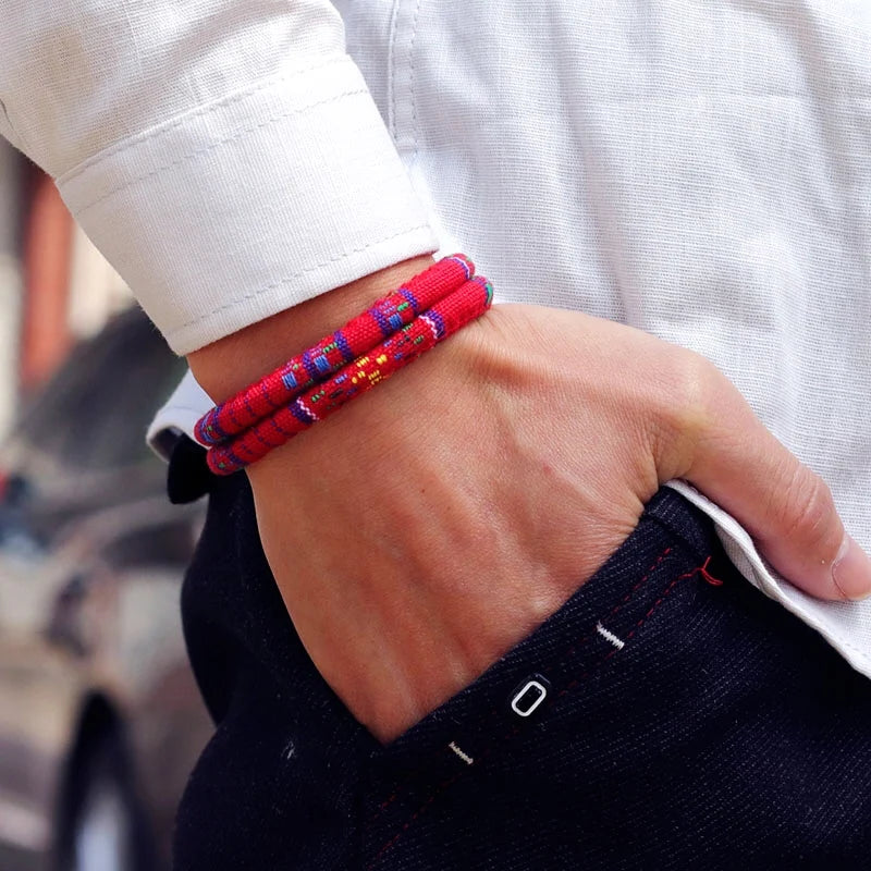 Noter Bohemian Rope Man Bracelet  6mm Double Layer Macrame Braclet Beach Bijoux Homme Turkey Survival Braslet Pulseira Masculina