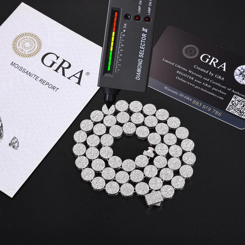 Original Full Moissanite Necklace Chain Silver 925 Plated 18k White Gold for Men Women Bracelets Fine Jewelry with GRA Certified