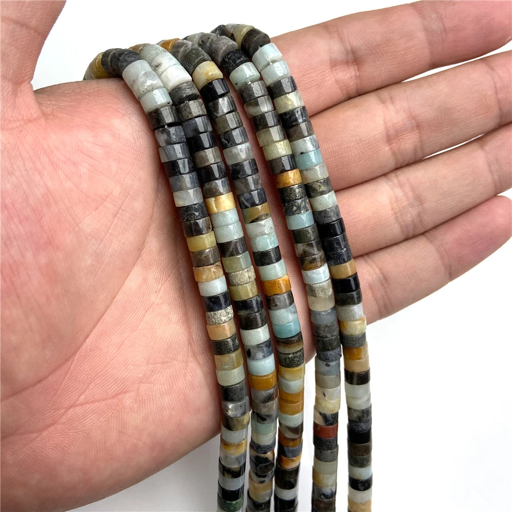 6x3mm Natural Flat Round Stone Beads Turquoises Labradorite Jaspers Spacer Loose Heishi Bead For Jewelry Making DIY Accessories
