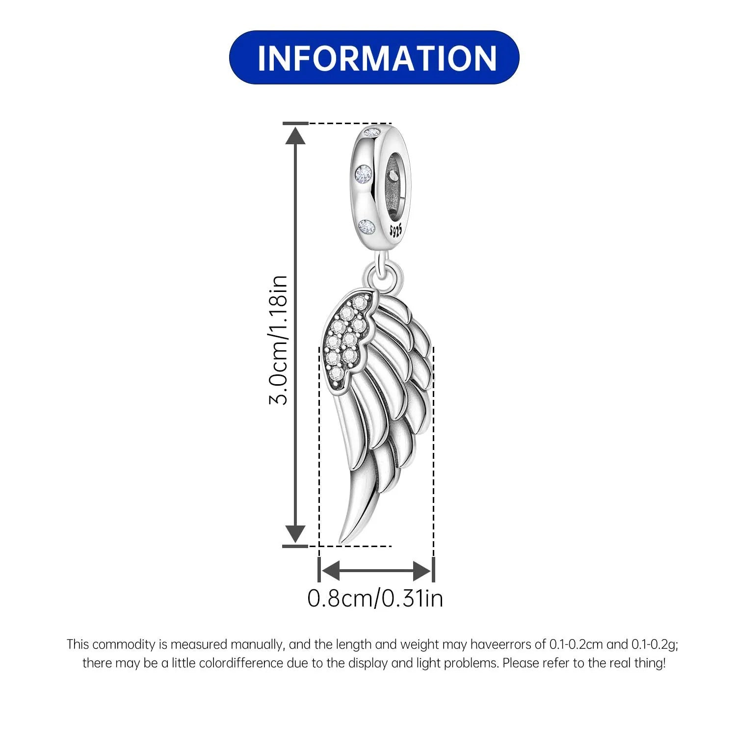 PANPOKI 925 Sterling Silver Sparkling Wings Lucky Symbol Pendants Bracelet Charms Fit Women Jewelry Party Beads DIY Trendy Gift