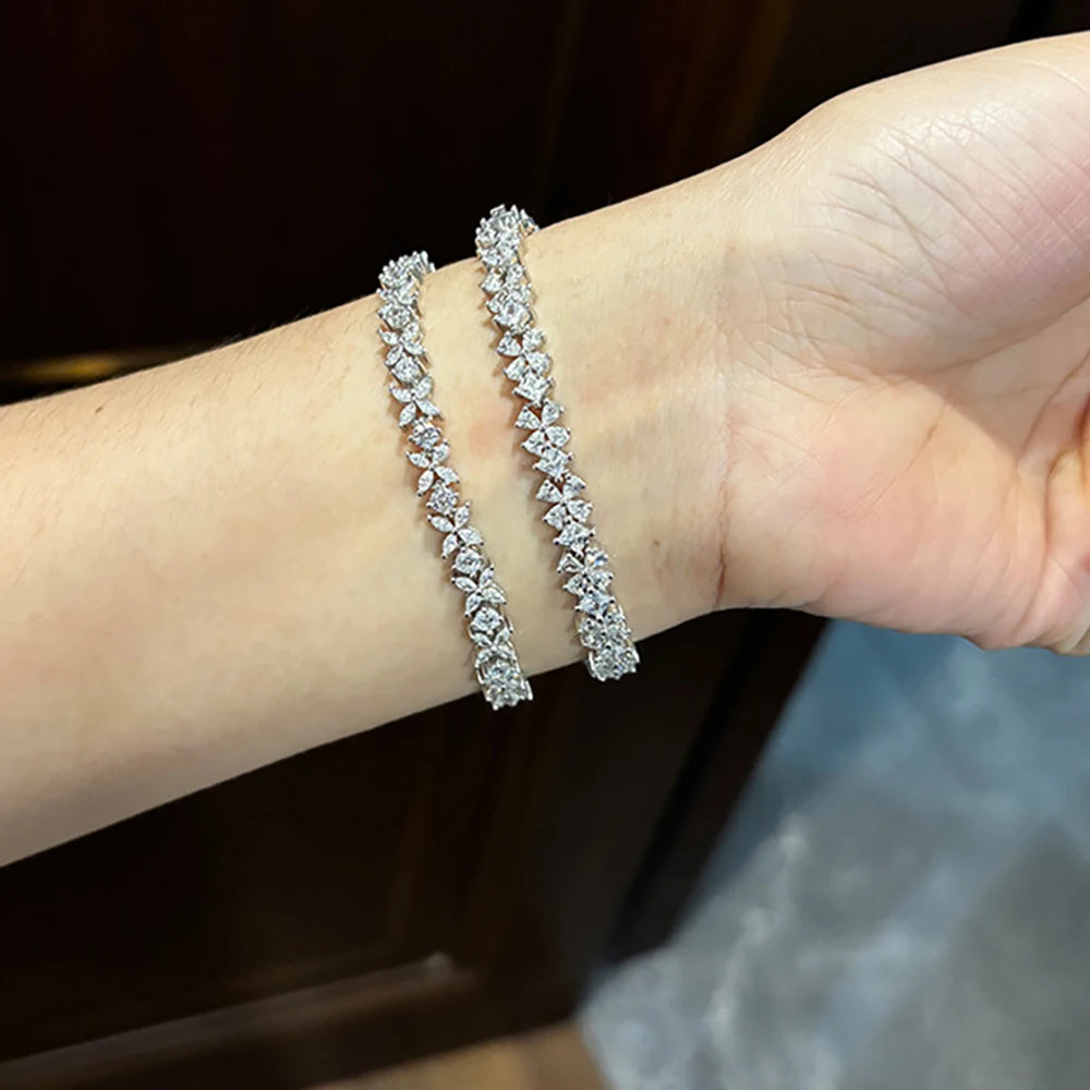 Serenity Sparkling 5A Zircon Tennis Bracelet For Women Men 100%  S925 Sterling Silver High Carbon Diamond Bracelet Fine Jewelry