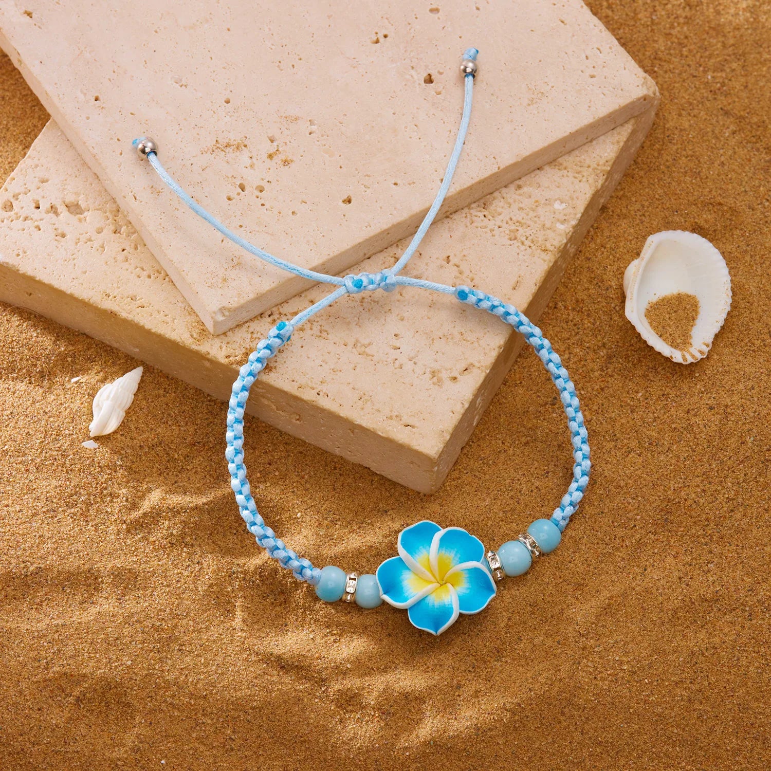 Bohemian Big Flower Charm Bracelets For Women Pink Red Blue Green Flowers Soft Clay Pottery Beaded Bangles Girls Party Jewelry