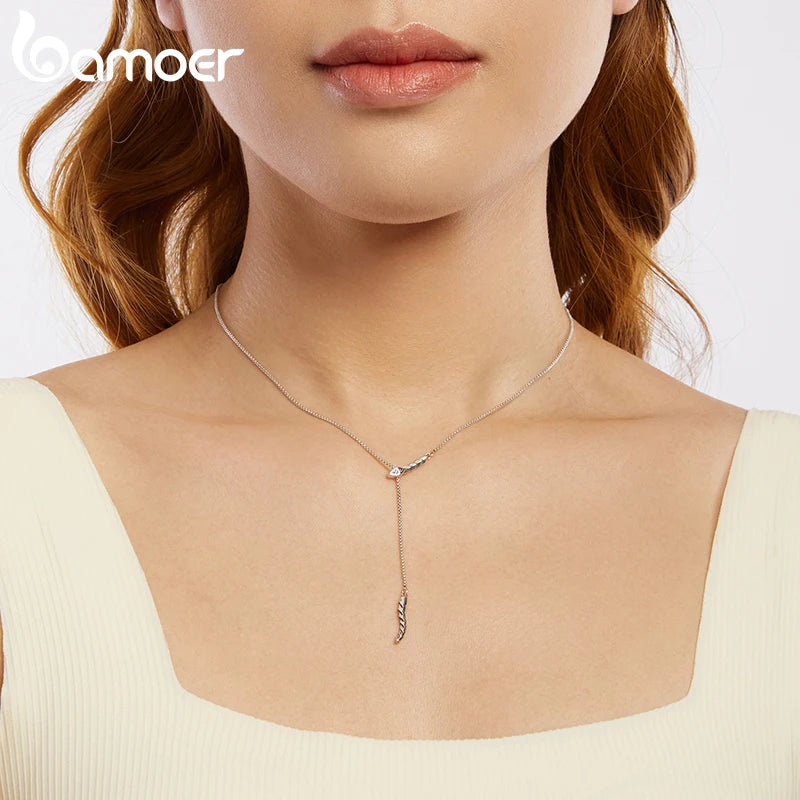 BAMOER 925 Sterling Silver Snake Pendant Necklace Gothic Jewelry Silver Animal Snake Necklaces for Women BSN423